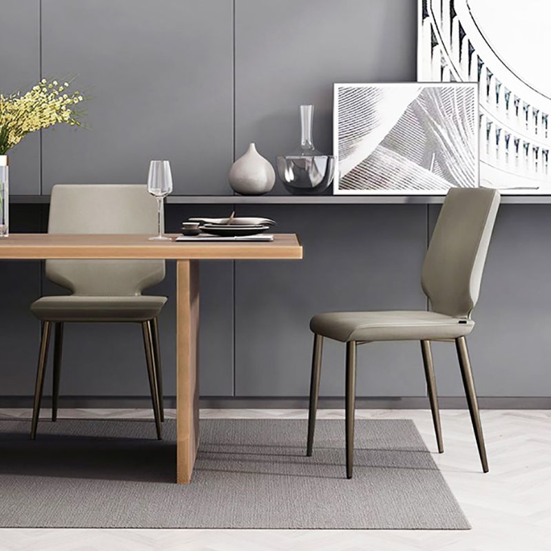 Contemporary Style Leather Dining Chairs Armless Solid Back Chair for Kitchen Clearhalo ' kitchen&dining_furn' 'Dining Chairs' 'Dining Tables & Seating' 'dining_chair' 'furn' 'furn_dining_chair' 'Furniture' 'furniture_dining_chair' 'Kitchen & Dining Furniture' 'kitchen' 1200x1200_f613f777-130c-4797-aec2-cd3653a1f196
