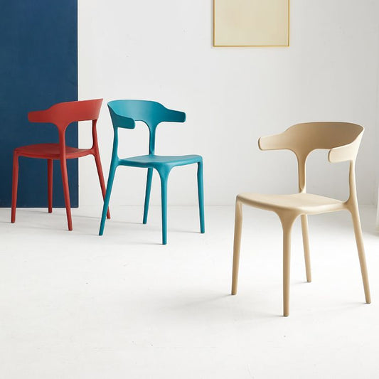 Silla de comedor de plástico sin brazo sin brazo de comedor moderno