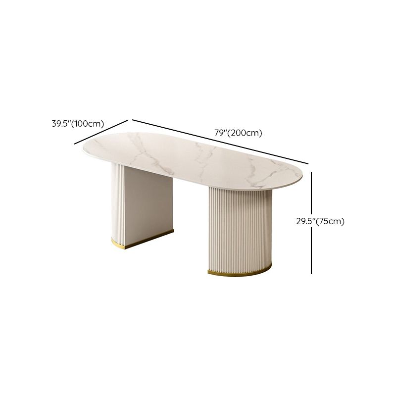 Luxus gesinterte Steinküchtisch Doppelte Sockel Esstisch