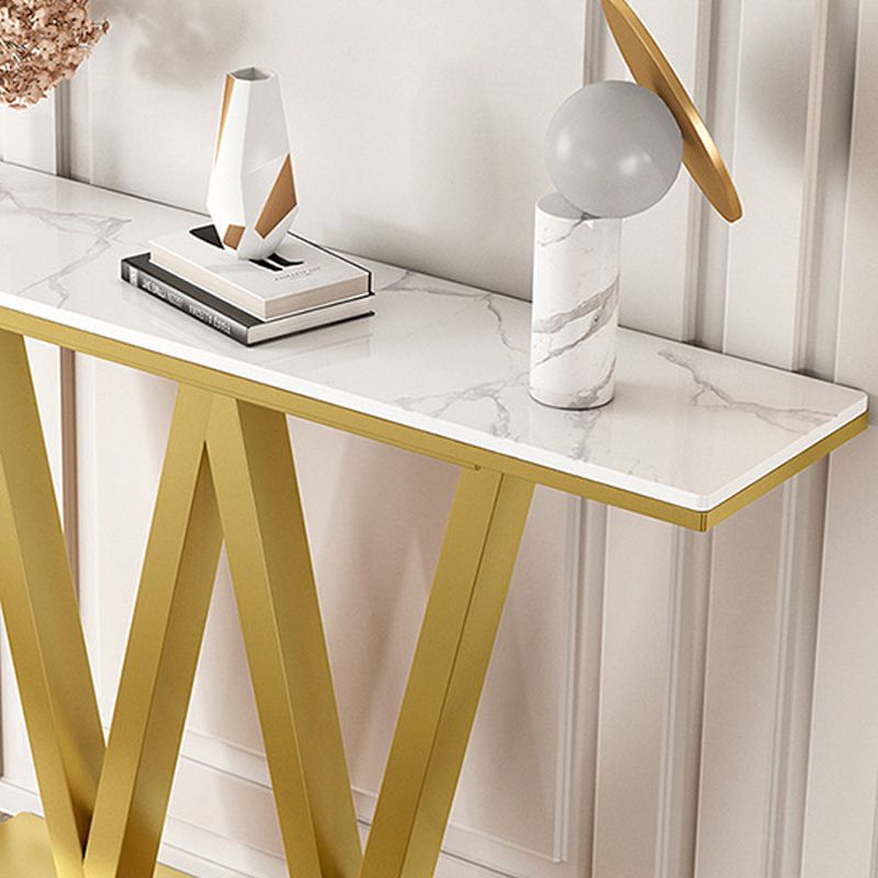 Table de sofá de la consola de hierro contemporánea Tabla de acento de consola de mármol rectángulo para el salón