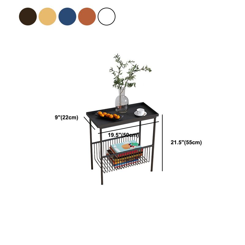 Contemporary Rectangular Side Table Metal 4 Legs End Table with Shelf