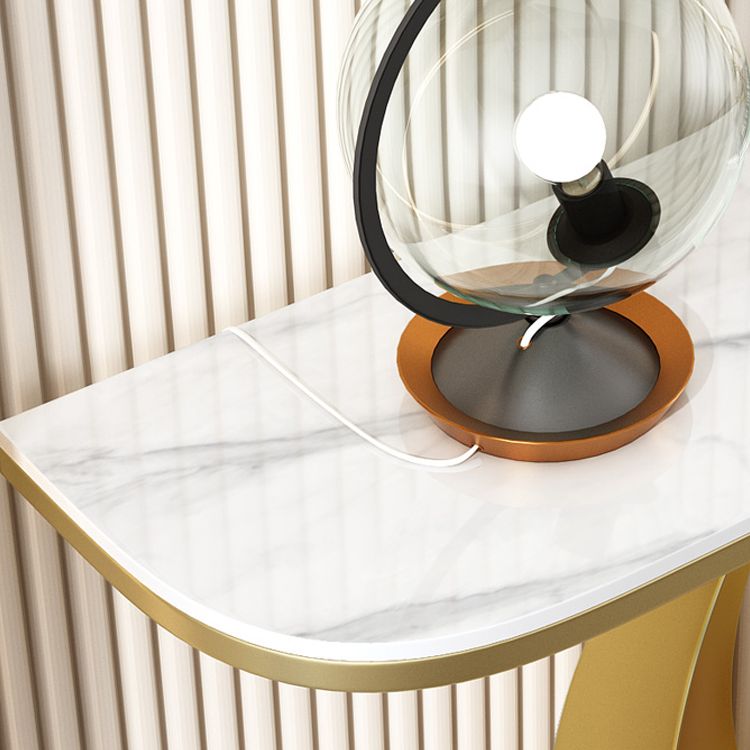 Glam Stone Console Accent Table Metal Console Sofa Table for Hall