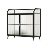 Sideboard moderna con server da pranzo in metallo a 2 porte di vetro con 4 gambe