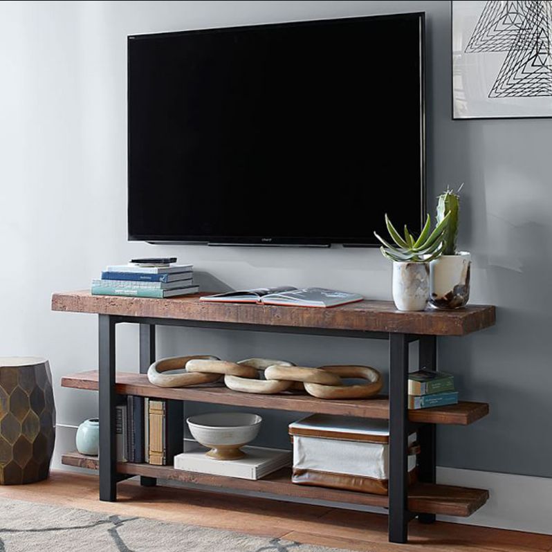 Industrial Pine TV Stand Console Open Storage TV Media Stand with Shelves for Living Room Clearhalo 'furn' 'furn_tv_stands_entertainment_centers' 'Furniture' 'Living Room Furniture' 'TV Stands & Entertainment Centers' 'TV Stands & Media Storage Furniture' 'tv_stands_entertainment_centers' 1200x1200_f619ee25-c5c8-435f-959b-3716f655bc13