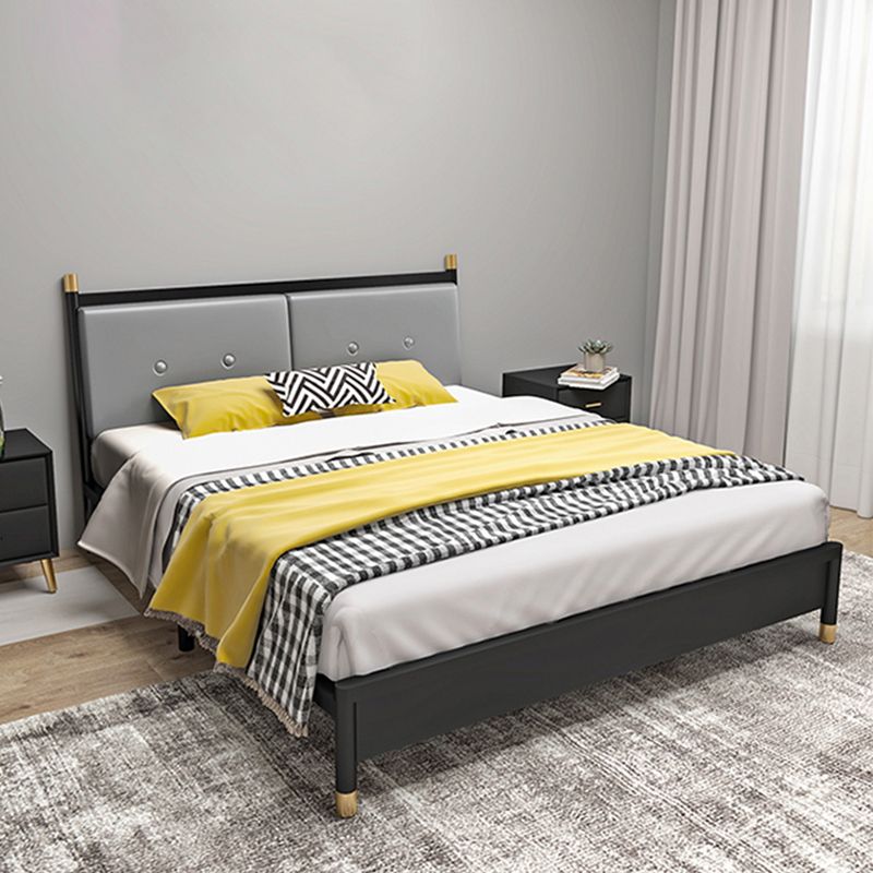 Metal and Upholstered Panel Bed Glam 39.4" Tall Standard Bed