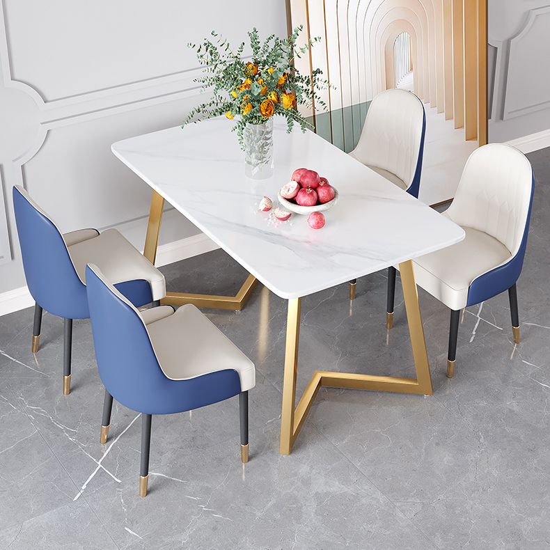 Glam Iron Dinette Set 1/2/5/6 Pieces Rectangle White Sintered Stone Top Dining Table Set Clearhalo 'Dining Room Sets' 'Dining Tables & Seating' 'dining_room_set' 'furn' 'furn_dining_room_set' 'Furniture' 'furniture_dining_room_set' 'Kitchen & Dining Furniture' 1200x1200_f61bf163-80de-45b4-8a48-d6750d1578e0