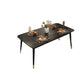 Table à manger rectangulaire à base noire, Table en pierre glamour pour la cuisine