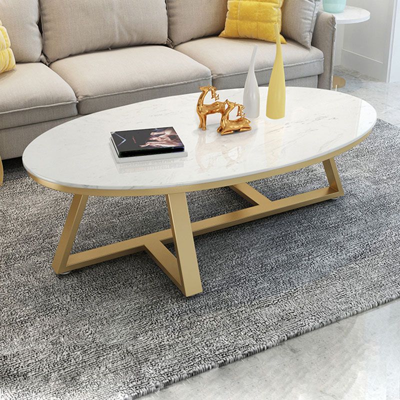 Table basse ovale en marbre en fausse en marbre avec dessus noir / gris / blanc