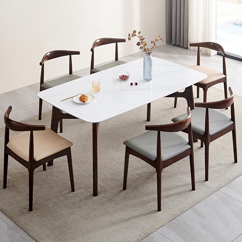 Mitte des Jahrhunderts Rechteck Esstisch Weißer Stein Top Stativ Basis Esstisch