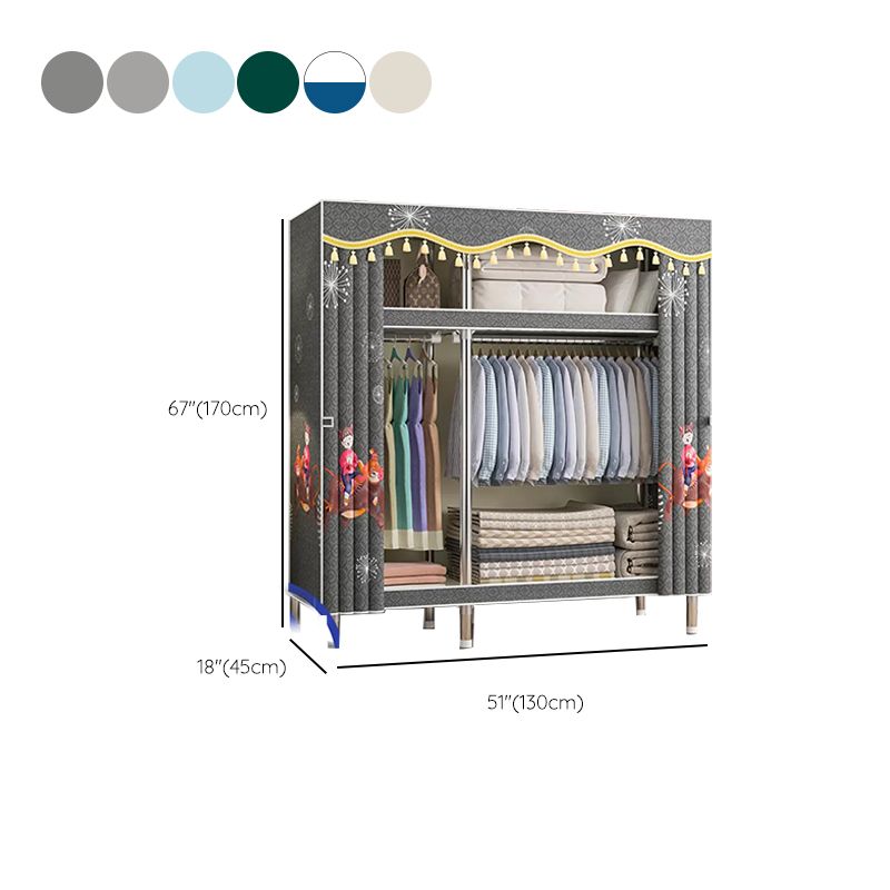 Freestanding Metal Frame Wardrobe Modern Removable Wardrobe with Legs Clearhalo 'Armoires & Wardrobes' 'armoires_wardrobes' 'Bedroom Furniture' 'furn' 'furn_armoires_wardrobes' 'Furniture' 1200x1200_f61fb88f-dd98-49f5-b814-d6cc402cc6a7