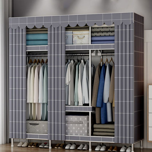 Contemporary Metal Wardrobe Cloth Rod Included Wardrobe Closet with Legs