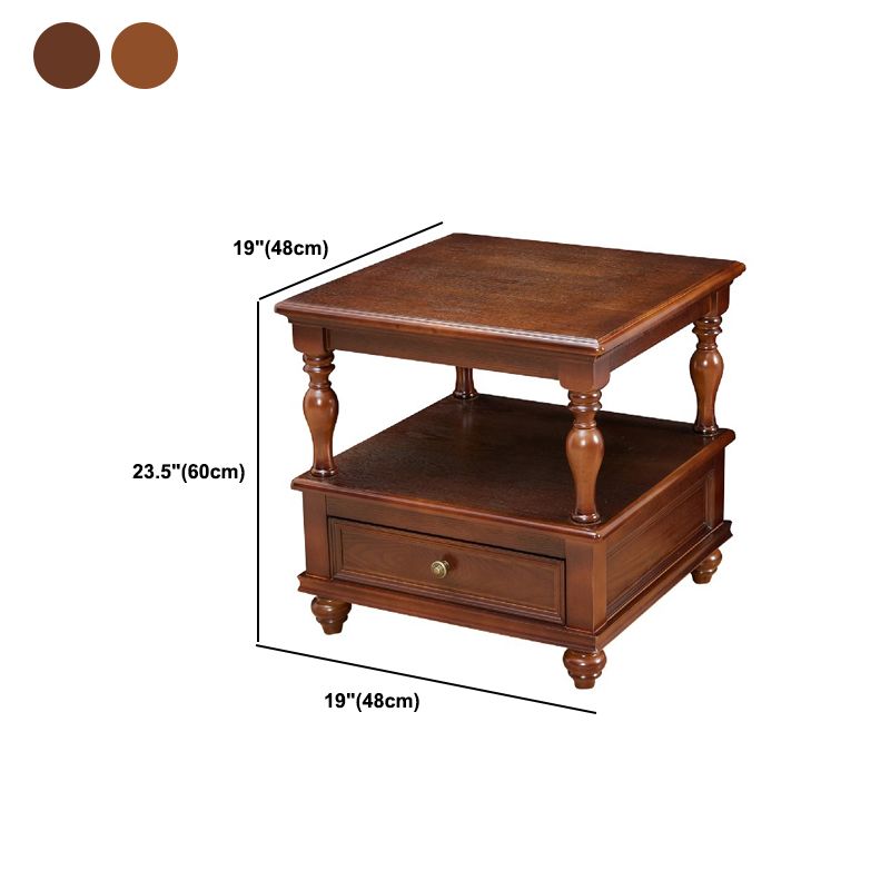 23.6" Tall Square Wood Top Side Table Brown 4 Legs End Table with Storage Clearhalo 'Coffee & Accent Tables' 'End & Side Tables' 'end_side_tables' 'furn' 'furn_end_side_tables' 'Furniture' 'Living Room Furniture' 1200x1200_f620cb30-2902-4beb-bc29-4f9232ccb55d