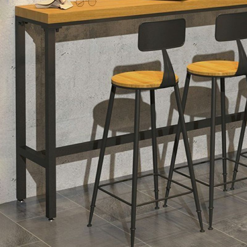 Rectangular Pine Wood Top Bistro Table Industrial Bar Table with Metal Trestle Base Clearhalo 'Bar Furniture' 'Bar Tables' 'bar_tables' 'furn' 'furn_bar_tables' 'Furniture' 'Kitchen & Dining Furniture' 1200x1200_f622a5a9-02e4-4ab4-ba5f-1fe0feff5705