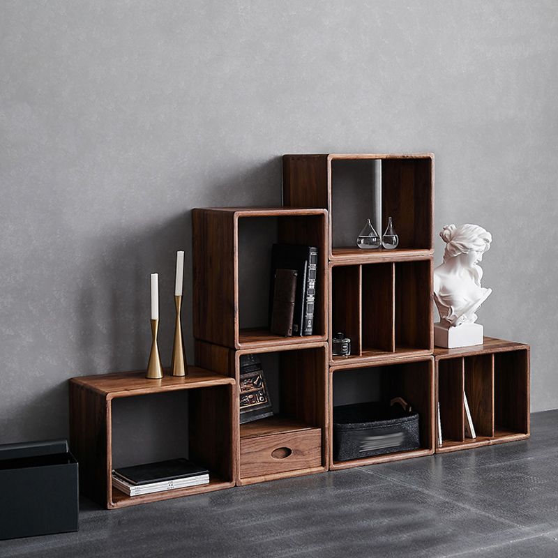 Contemporary Open Back Bookcase Solid Wood Cube Bookshelf for Office ...