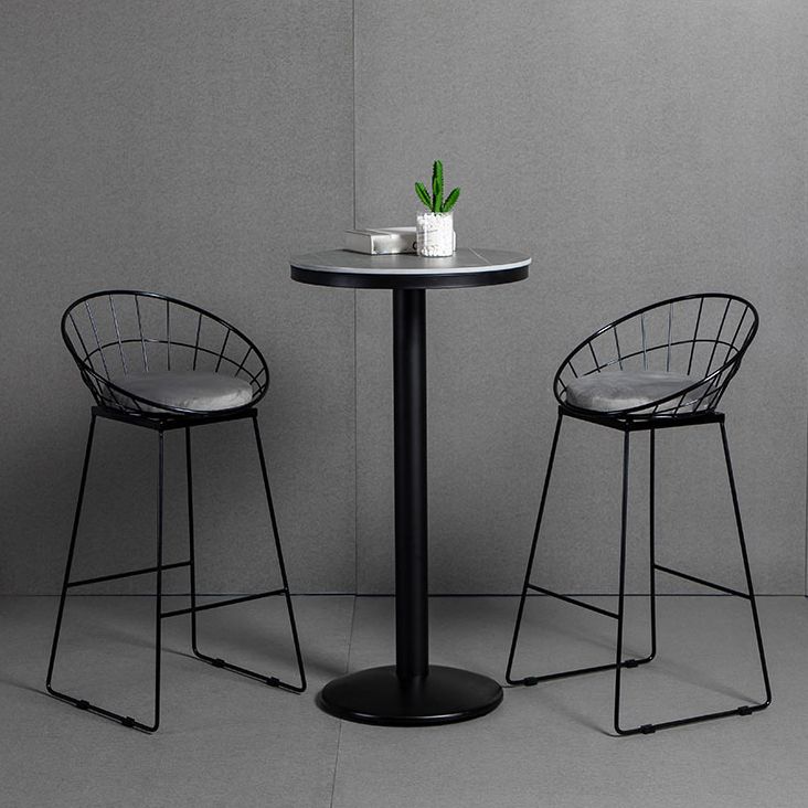 Industrial Gray Bar Table Faux Marble White 21.6" Round Top Bistro Table for Cafe Clearhalo 'Bar Furniture' 'Bar Tables' 'bar_tables' 'furn' 'furn_bar_tables' 'Furniture' 'furniture_bar_tables' 'Kitchen & Dining Furniture' 'kitchen&dining_furn' 'kitchen' 1200x1200_f625d956-8474-443a-a79d-26478842c66b