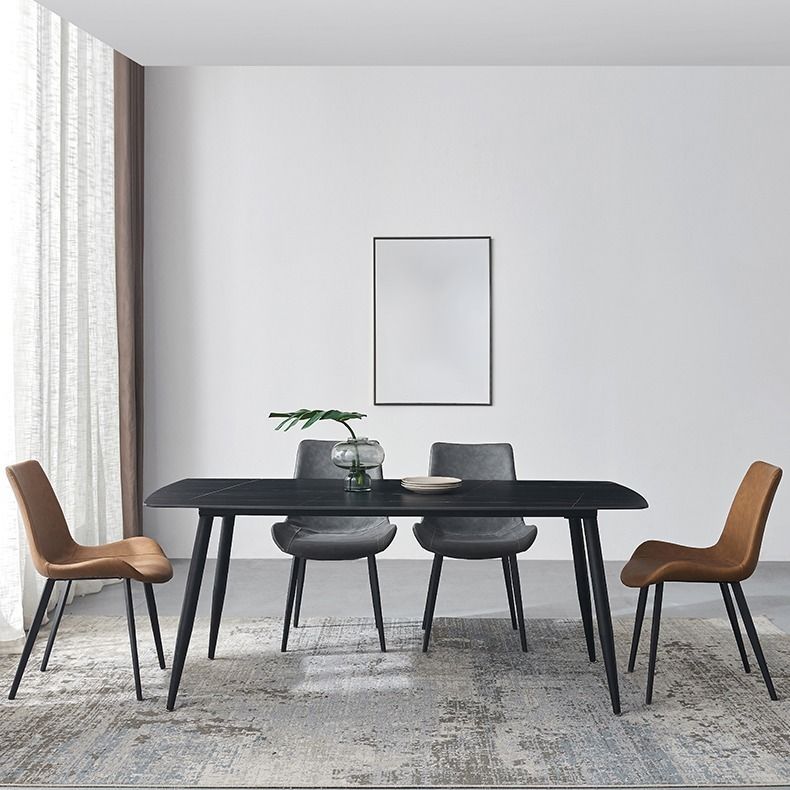 Upholstered Leather Armless Dining Chairs Solid Back Side Chairs with Metal Legs Clearhalo ' kitchen&dining_furn' 'Dining Chairs' 'Dining Tables & Seating' 'dining_chair' 'furn' 'furn_dining_chair' 'Furniture' 'furniture_dining_chair' 'Kitchen & Dining Furniture' 'kitchen' 1200x1200_f6275892-0fb9-4cb5-9a8e-73e904844de0