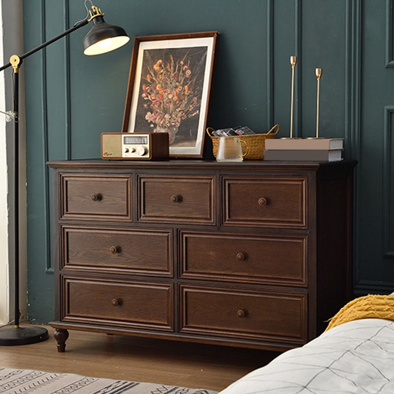 Commode de rangement en bois massif, commode traditionnelle avec tiroirs