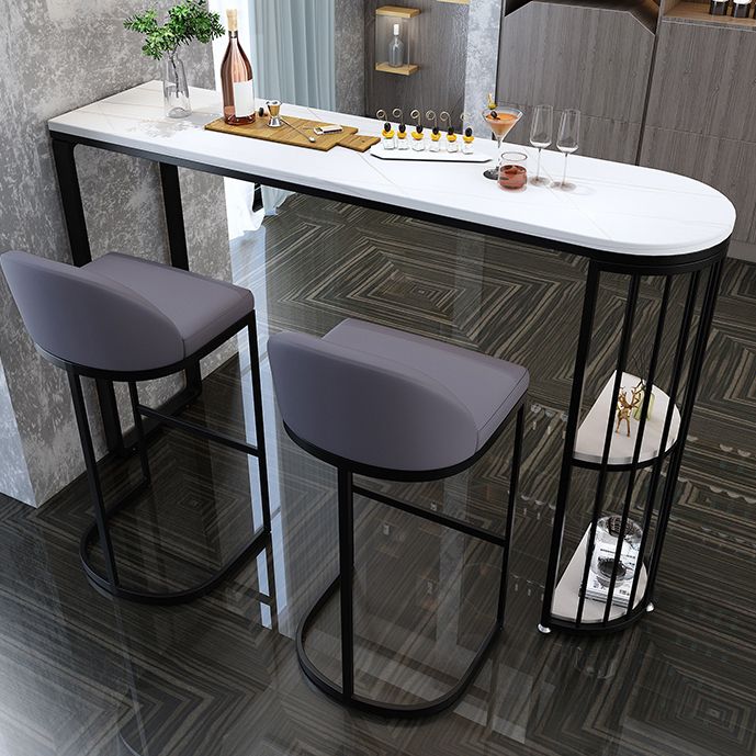 Industrial Black Iron Bar Table Faux Marble White Specialty Top 41.3"H Bistro Table Clearhalo 'Bar Furniture' 'Bar Tables' 'bar_tables' 'furn' 'furn_bar_tables' 'Furniture' 'furniture_bar_tables' 'Kitchen & Dining Furniture' 1200x1200_f6297b69-f13f-4e9b-9fd3-127871b7870f