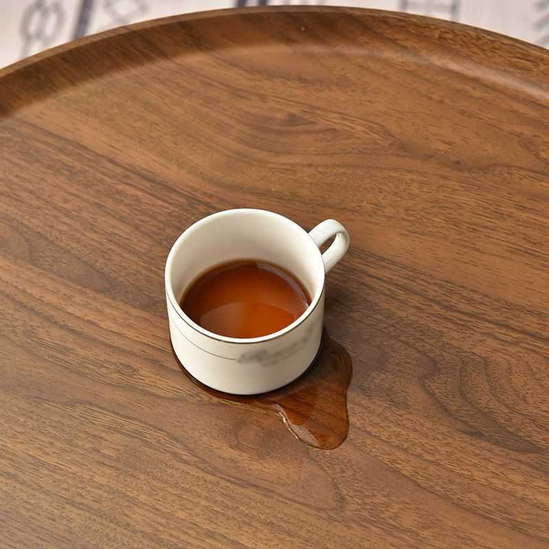 3 Legs Base Design Black Base Plate Countertop Walnut/wood Round Side Table