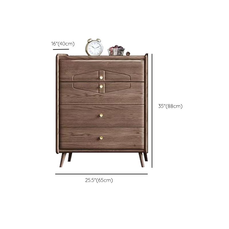 Coffre à accent brun moderne du milieu du siècle 25,4 "W coffre en bois avec tiroirs