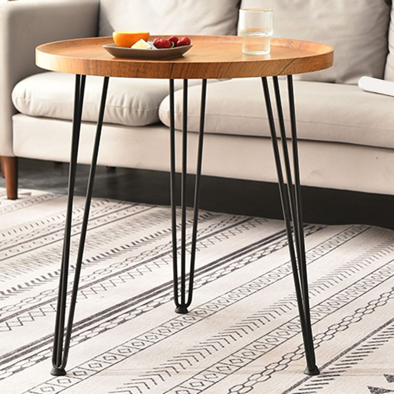 Tavolino contemporaneo a 3 gambe tavolino rotondo in legno in marrone