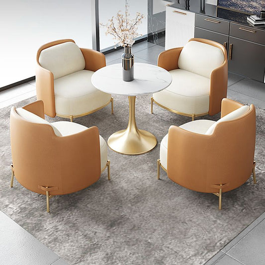 Modern Single Cushion Seat Sofa Sewn Pillow Back Leather Sofa