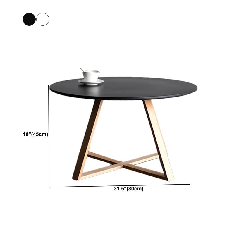 Table de bois rond en bois rond de style nordique avec table d'appoint de base en bois en bois