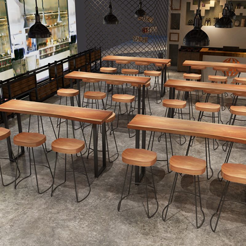 Juego de mesa de bar industrial de madera maciza, mesa de mostrador de 1/2/4/7 piezas con taburetes sin respaldo