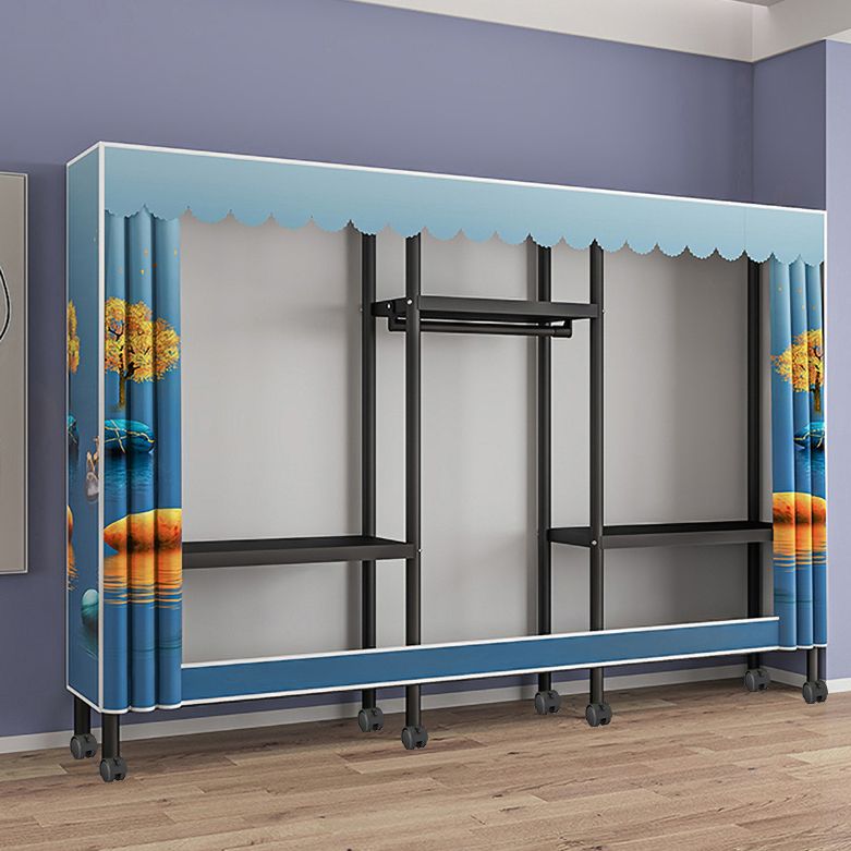 Eigentijdse stijl garderobe armoire metalen frame armoire met kledingstaaf voor thuis