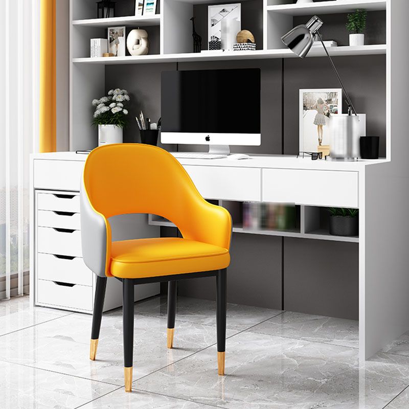 Glam Iron Arm Chair Open Back Dining Side Chair with Upholstered(Set of 4) Clearhalo 'Dining Chairs' 'Dining Tables & Seating' 'dining_chair' 'furn' 'furn_dining_chair' 'Furniture' 'furniture_dining_chair' 'Kitchen & Dining Furniture' 1200x1200_f631cc2a-b74e-4098-9d71-c682c40569c6