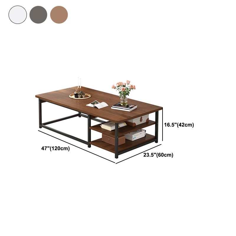 Tavolo da cocktail di caffè rettangolare moderno con scaffali di stoccaggio