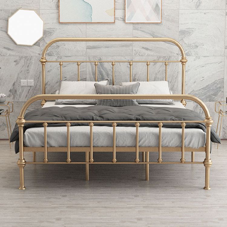 Luxe standaardbed met open frame hoofdeinde en metalen benen