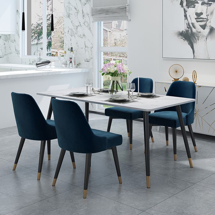 4-foot Stone Table Glam Rectangle Matte Finish Dining Table for Restaurant Clearhalo ' dining_table' 'Dining Tables & Seating' 'Dining Tables' 'Furniture' 'furniture_dining_table' 'Kitchen & Dining Furniture' 'kitchen&dining_furn' 'kitchen' 'kitchen_dining_table' 1200x1200_f632d487-a94d-4f6f-a275-ab942f1c1f9f