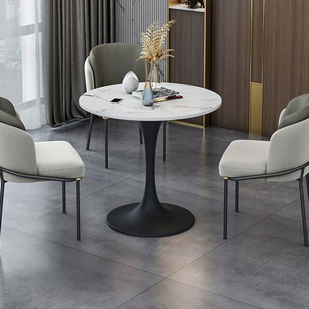Round Black Base Dining Table Modern Stone Table for Milk Tea Shop Clearhalo 'Dining Tables & Seating' 'Dining Tables' 'dining_table' 'furn' 'furn_dining_table' 'Furniture' 'Kitchen & Dining Furniture' 1200x1200_f6345e62-a566-48a3-a9cc-dd2a905b8c26