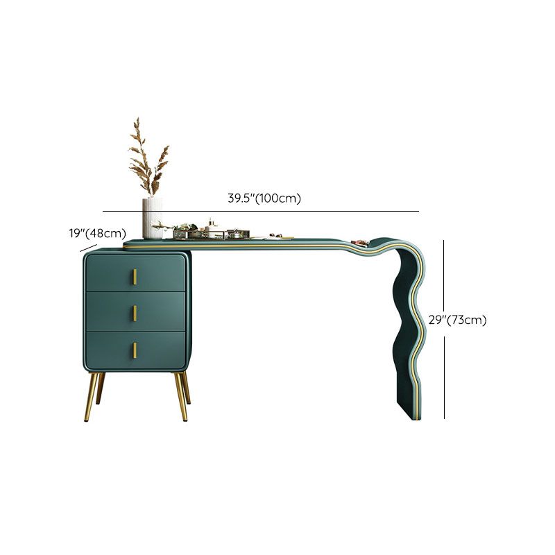 Vanity di trucco verde con 3 cassetti di stoccaggio da 18,89 "Capestre in pelle ampia