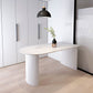 Modern Double Base Dining Table White Table for Kitchen Living Room