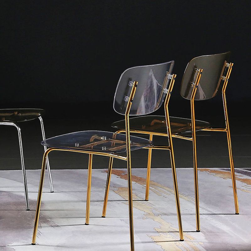 Chaise de salle à manger sans bras industrielle Plastique ouverte de dossier arrière avec base en métal