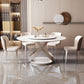 Round Dining Table Luxury Style Stone Pedestal Dinner Table with Turntable Clearhalo ' dining_table' 'Dining Tables & Seating' 'Dining Tables' 'furn' 'furn_dining_table' 'Furniture' 'furniture_dining_table' 'Kitchen & Dining Furniture' 'kitchen&dining_furn' 'kitchen' 'kitchen_dining_table' 1200x1200_f63dd5c8-33ec-4dec-9c27-c7d2ba312780