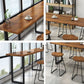 Industrial Bar Table Solid Wood Rectangle Pub Table in Brown