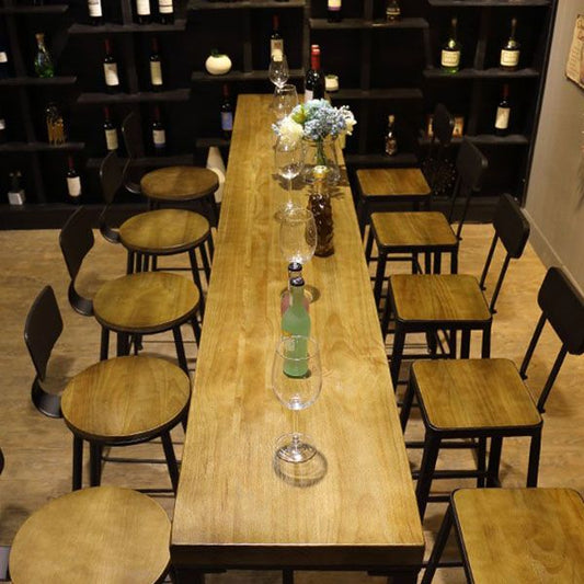 工業用バーテーブルセット1/6/11ピース長方形の松の木材カウンターテーブル