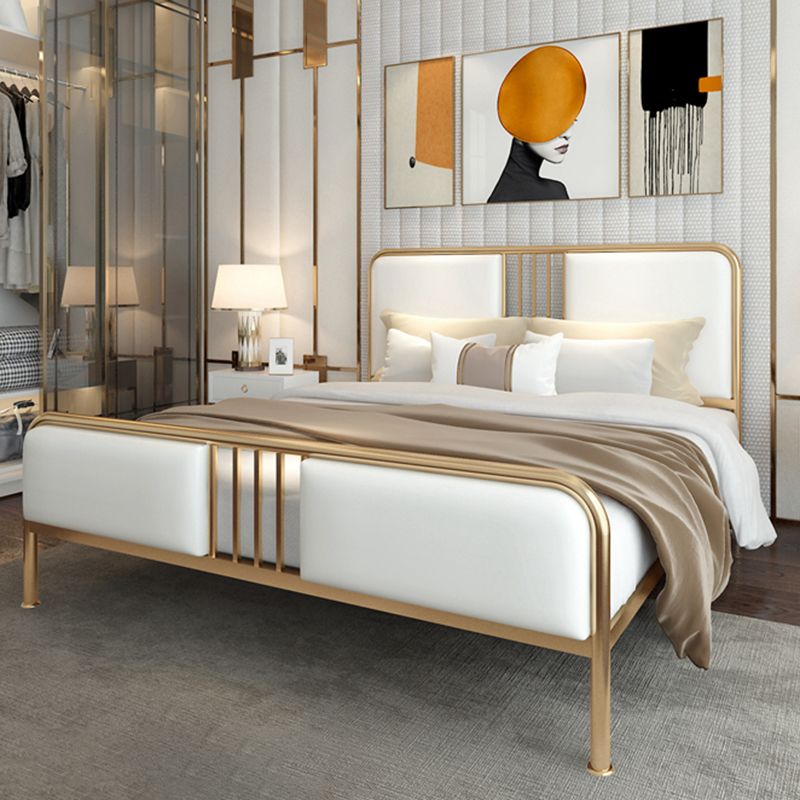 グラムパネルベッドメタルと布張りヘッドボード付き布張りベッドフレーム