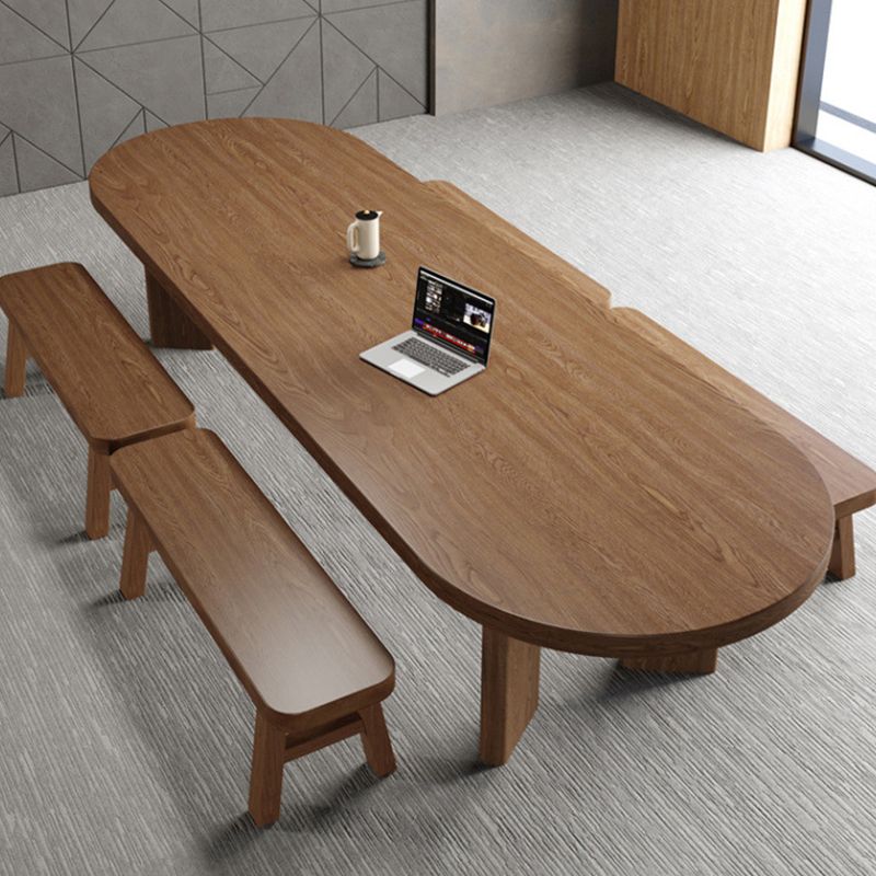 Pine Wood Top Dining Table Modern Oval Dining Table with 4 Legs Clearhalo 'Dining Tables & Seating' 'Dining Tables' 'dining_table' 'furn' 'furn_dining_table' 'Furniture' 'furniture_dining_table' 'Kitchen & Dining Furniture' 'kitchen' 'kitchen_dining_table' 1200x1200_f6426238-f107-4460-82ec-c74613a87a97