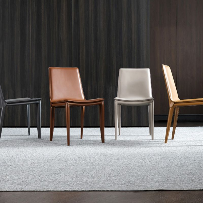 Contemporary Design Leather Chair Set Solid Back Side Dining Chairs (Set of 2) Clearhalo ' kitchen&dining_furn' 'Dining Chairs' 'Dining Tables & Seating' 'dining_chair' 'furn' 'furn_dining_chair' 'Furniture' 'furniture_dining_chair' 'Kitchen & Dining Furniture' 'kitchen' 1200x1200_f646de3b-4cb9-460b-b902-fc957bb18730