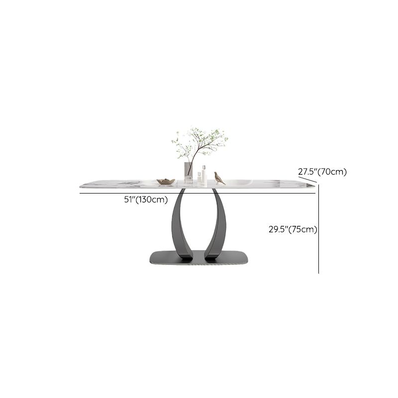 Rectangular Stone Top Dining Table Double Pedestal Metal Base for Living Room Clearhalo 'Dining Tables & Seating' 'Dining Tables' 'dining_table' 'furn' 'furn_dining_table' 'Furniture' 'Kitchen & Dining Furniture' 1200x1200_f6485d9d-0557-4357-b453-a173fa47258a