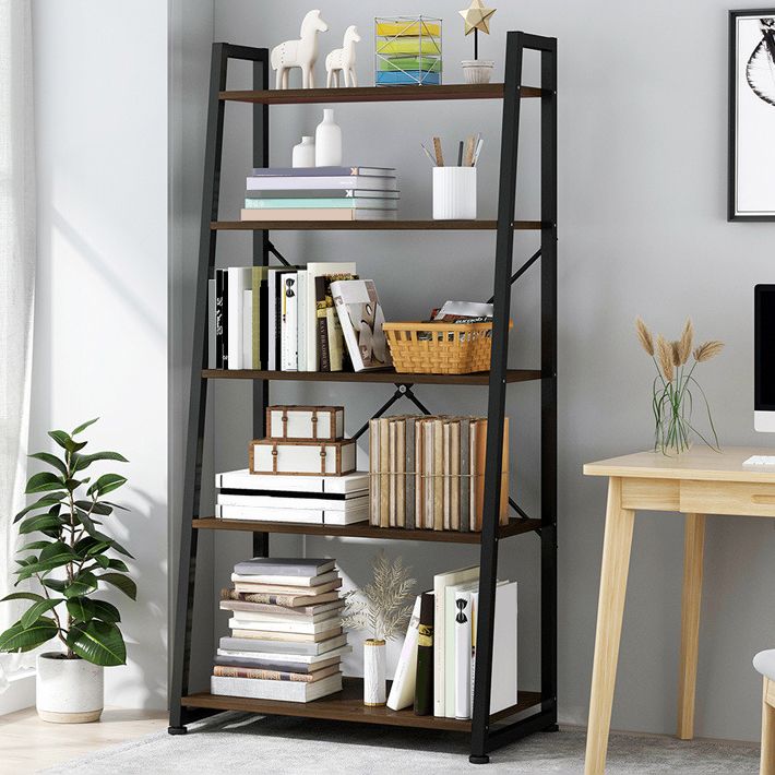 Modern Style Bookcase Metal Frame Open Back Bookshelf for Home Office