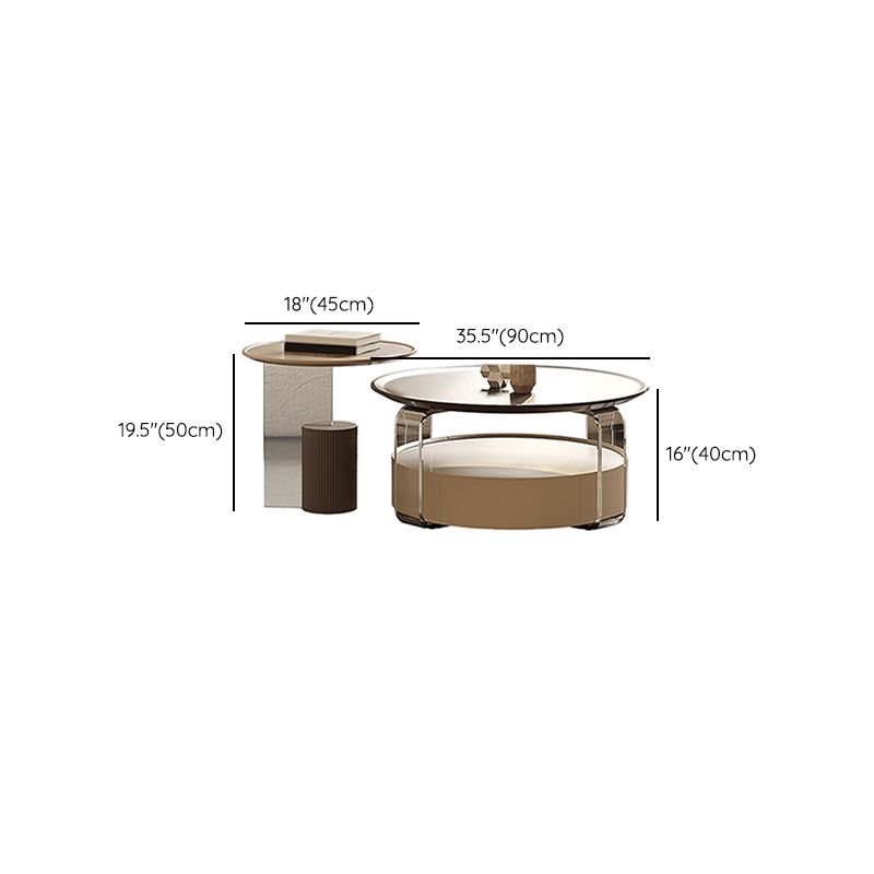 Contemporary Cocktail Table Round Storage Coffee Cocktail Table Clearhalo 'Coffee & Accent Tables' 'Coffee Tables' 'coffee_tables' 'furn' 'furn_coffee_tables' 'Furniture' 'Living Room Furniture' 1200x1200_f64aaf98-4a03-4e37-9d36-ff019aa5ebdc