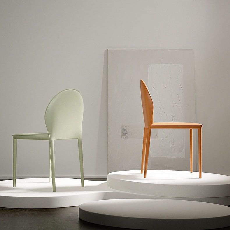 Minimalistische stijl stevige rugarmloze eetkamerstoel lederen eetkamerstoelen