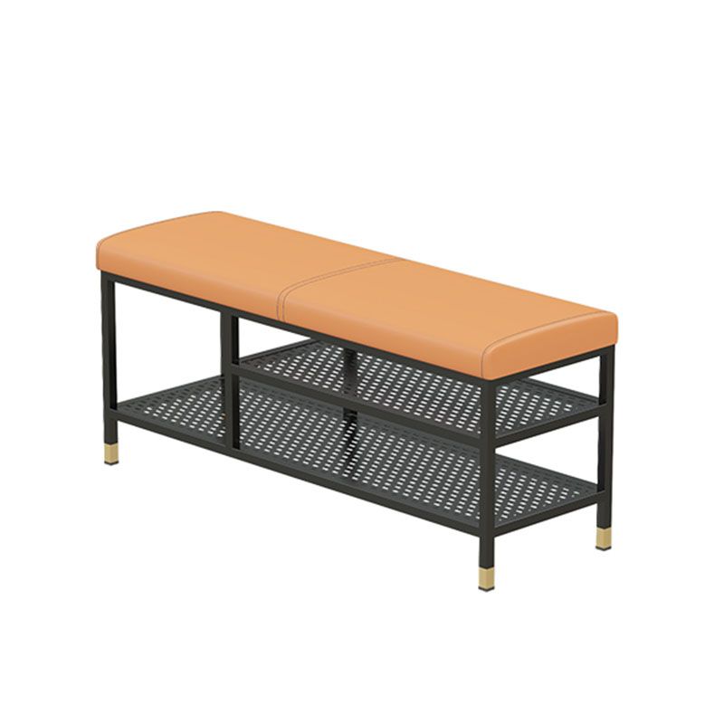 Modern Entryway Bench Cushioned Metal Seating Bench with Shelves , 12.5" Width Clearhalo 'Benches' 'Chairs & Seating' 'furn' 'furn_benches' 'Furniture' 'Living Room Furniture' 1200x1200_f64d4e75-0a38-4a77-8a04-995779a87069