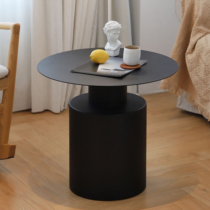 ペデスタルメタルコーヒーテーブル黒/白のコンテンポラリーカクテルテーブル