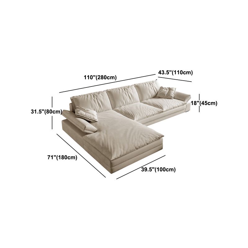 Scandinavian Cream Cushion Back Stain-Resistant Faux Leather Sofa Clearhalo 'furn' 'furn_sectionals' 'Furniture' 'Living Room Furniture' 'Sectionals' 1200x1200_f64f52ea-7543-44c7-b8c8-00a58f646267